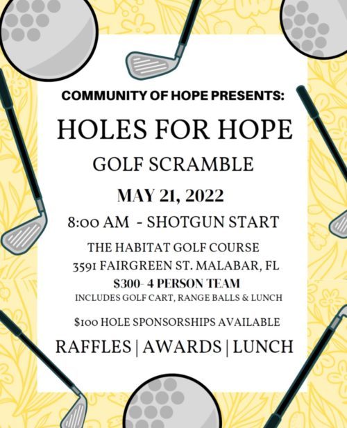 Holes for Hope Golf Tournament Flyer for May 21, 2022